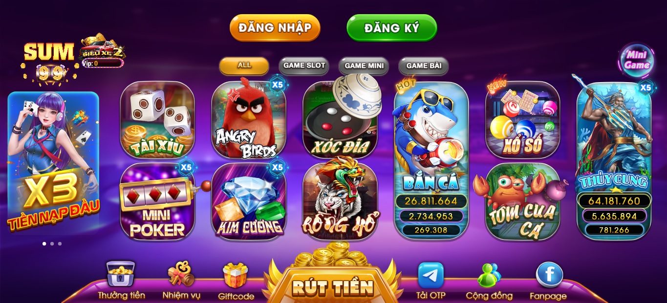 Các trò chơi có trong cổng game Sum99