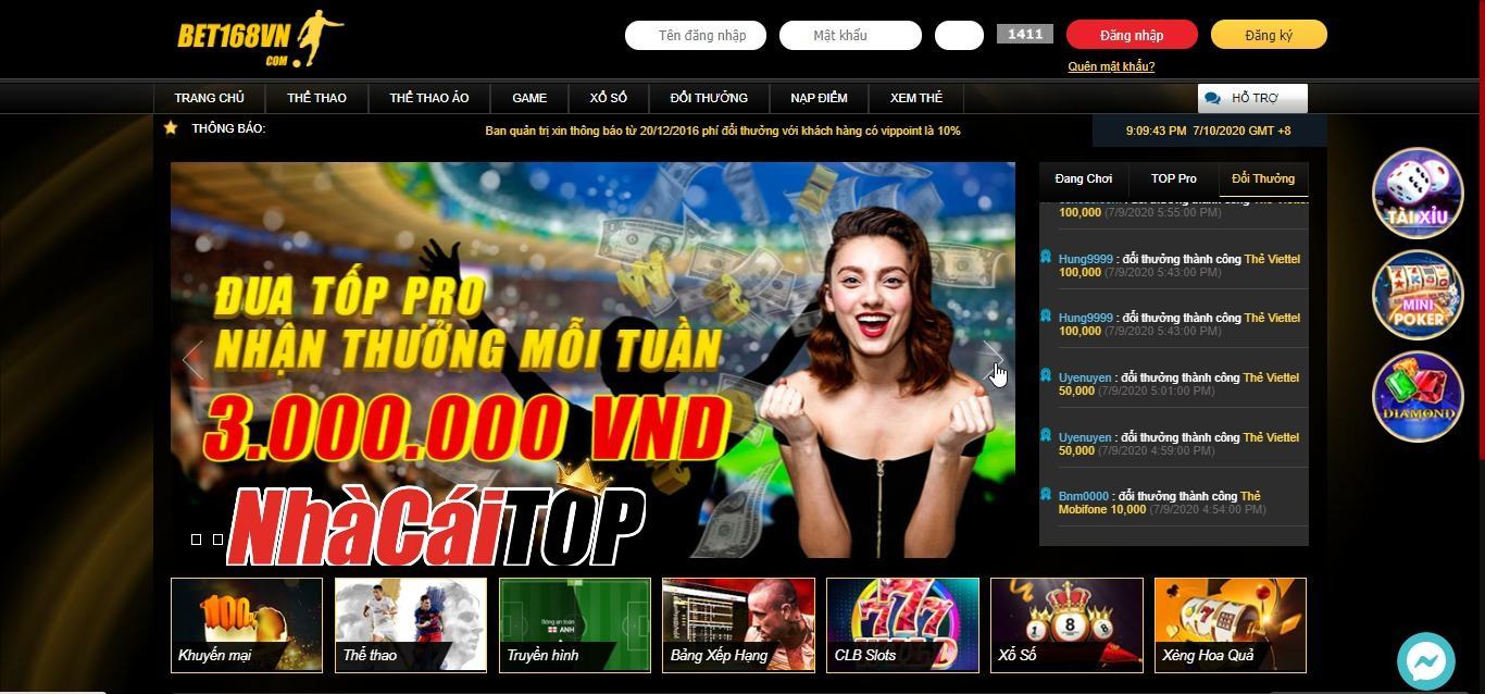 Những trò chơi có tại Bet168